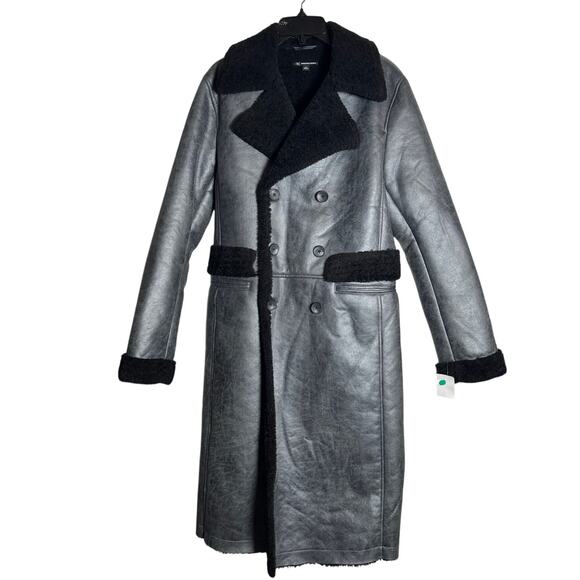 INC INTERNATIONAL CONCEPTS Faux Leather Long Coat NWT Sherpa Lined Size XS - Picture 1 of 8